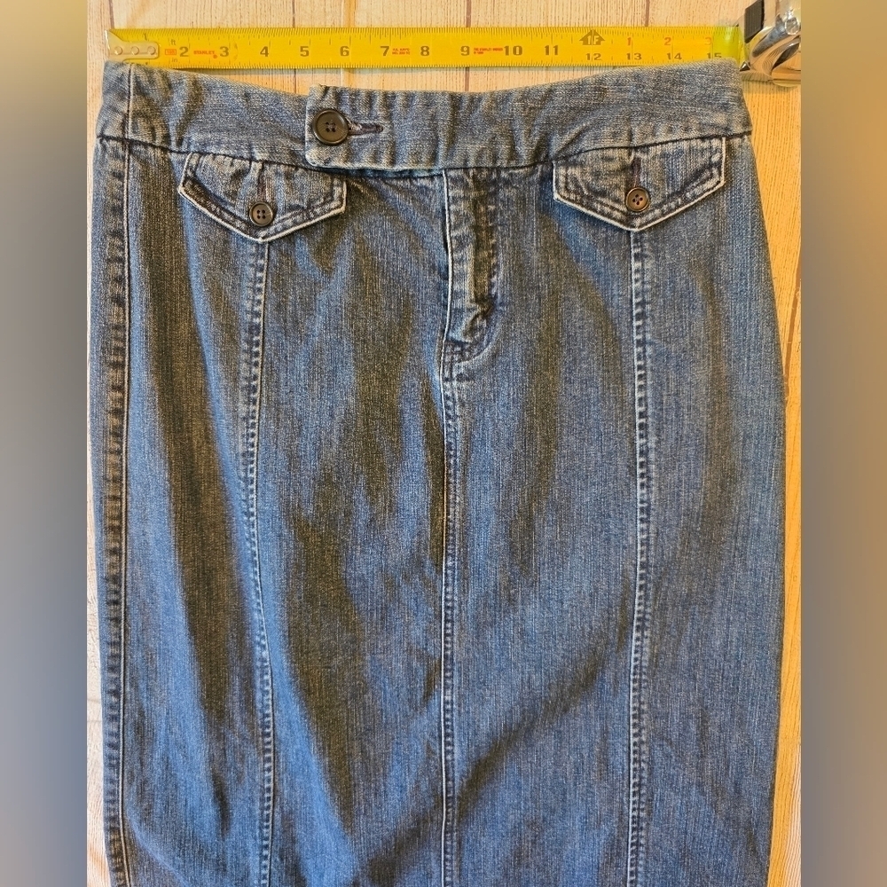Eddie Bauer Size 10 Vintage Blue Denim Maxi Jean Skirt Gorpcore Country Farmcore - Picture 6 of 7